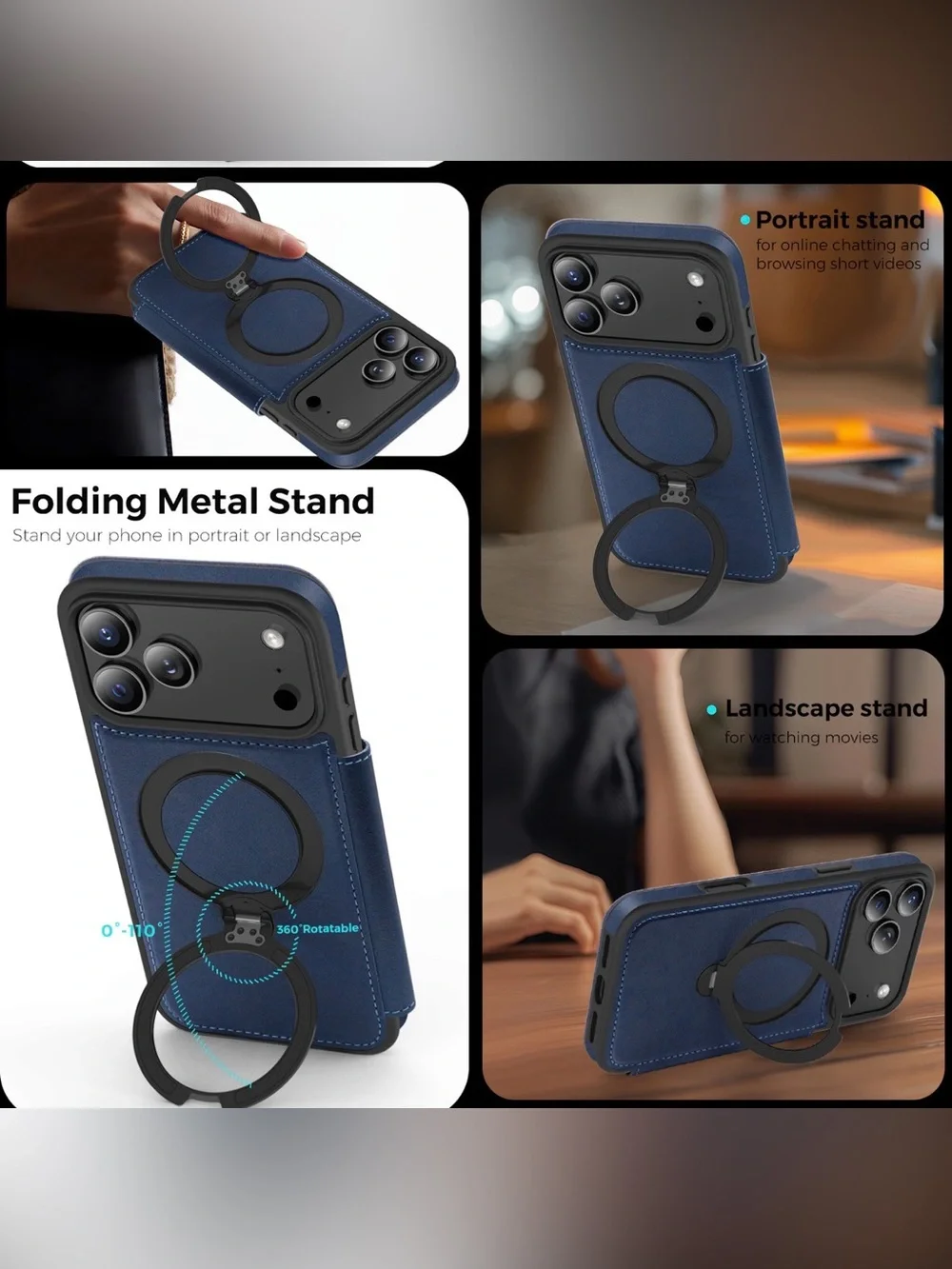 Stand case for iPhone 17 Pro max Navy